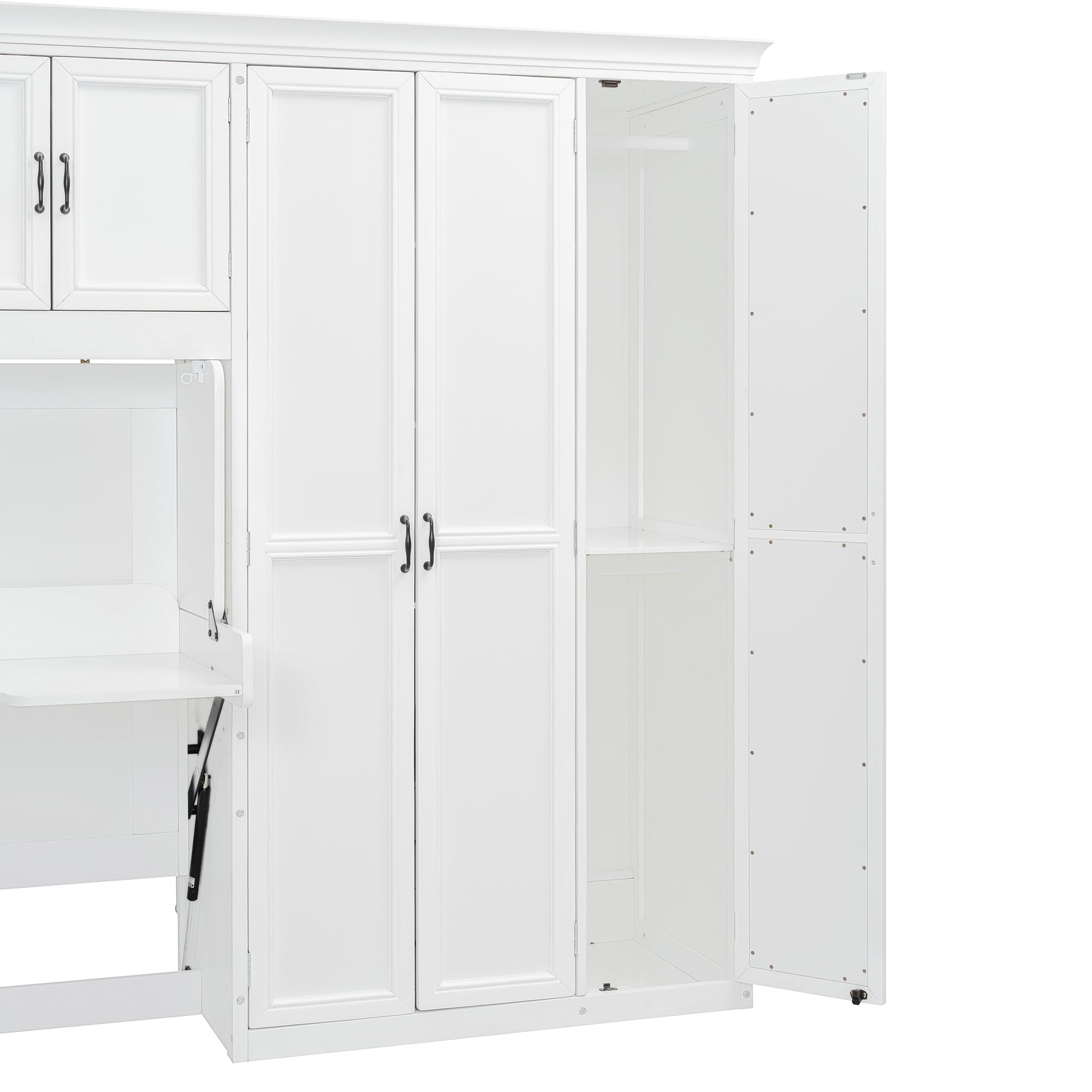 Murphy Bed Wall Bed with Wardrobe, Cabinet and Desk