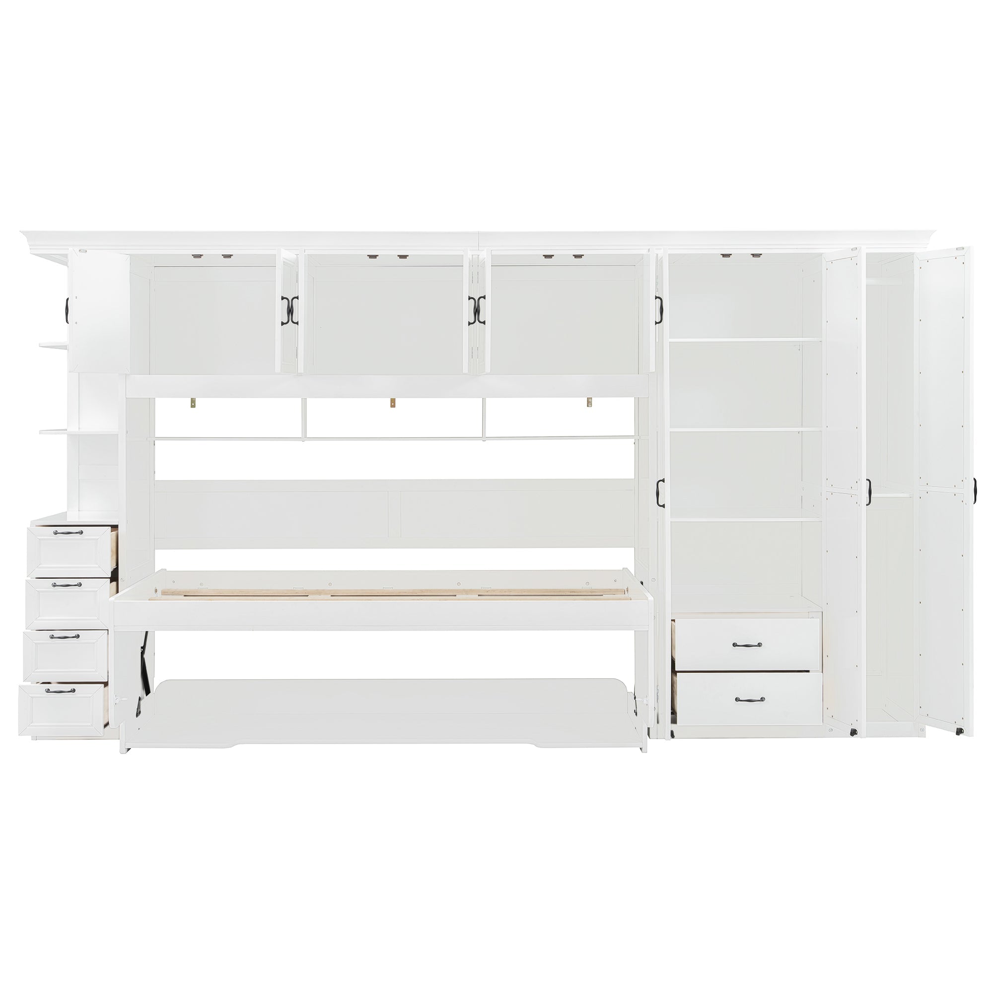 Murphy Bed Wall Bed with Wardrobe, Cabinet and Desk