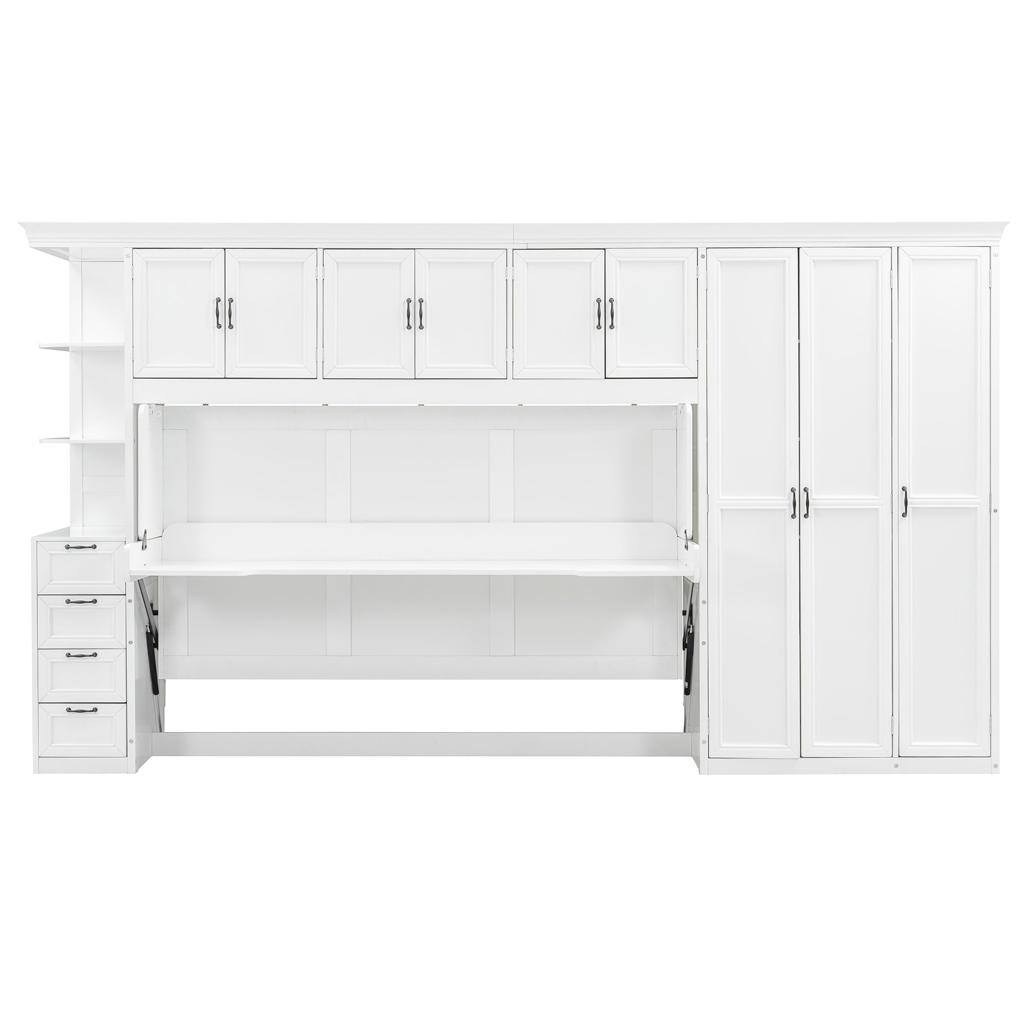 Murphy Bed Wall Bed with Wardrobe, Cabinet and Desk