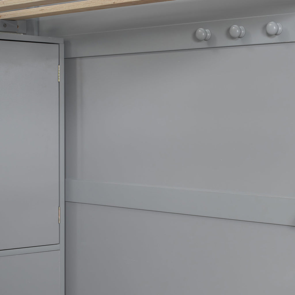 Twin over Full Bunk Bed with Storage Stairs, Wardrobe,USB and Ligh