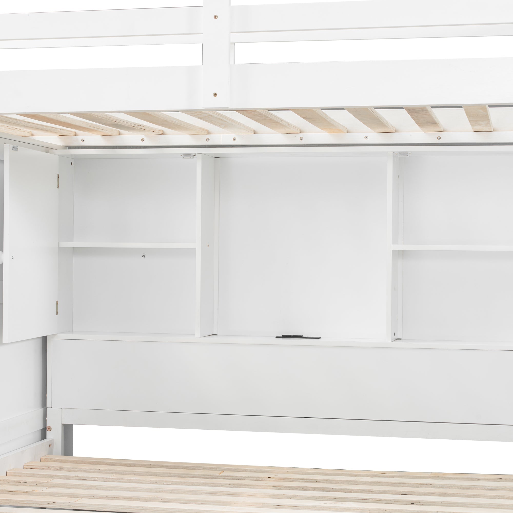 Twin over Full Bunk Bed with Storage Stairs, Wardrobe,USB and Ligh