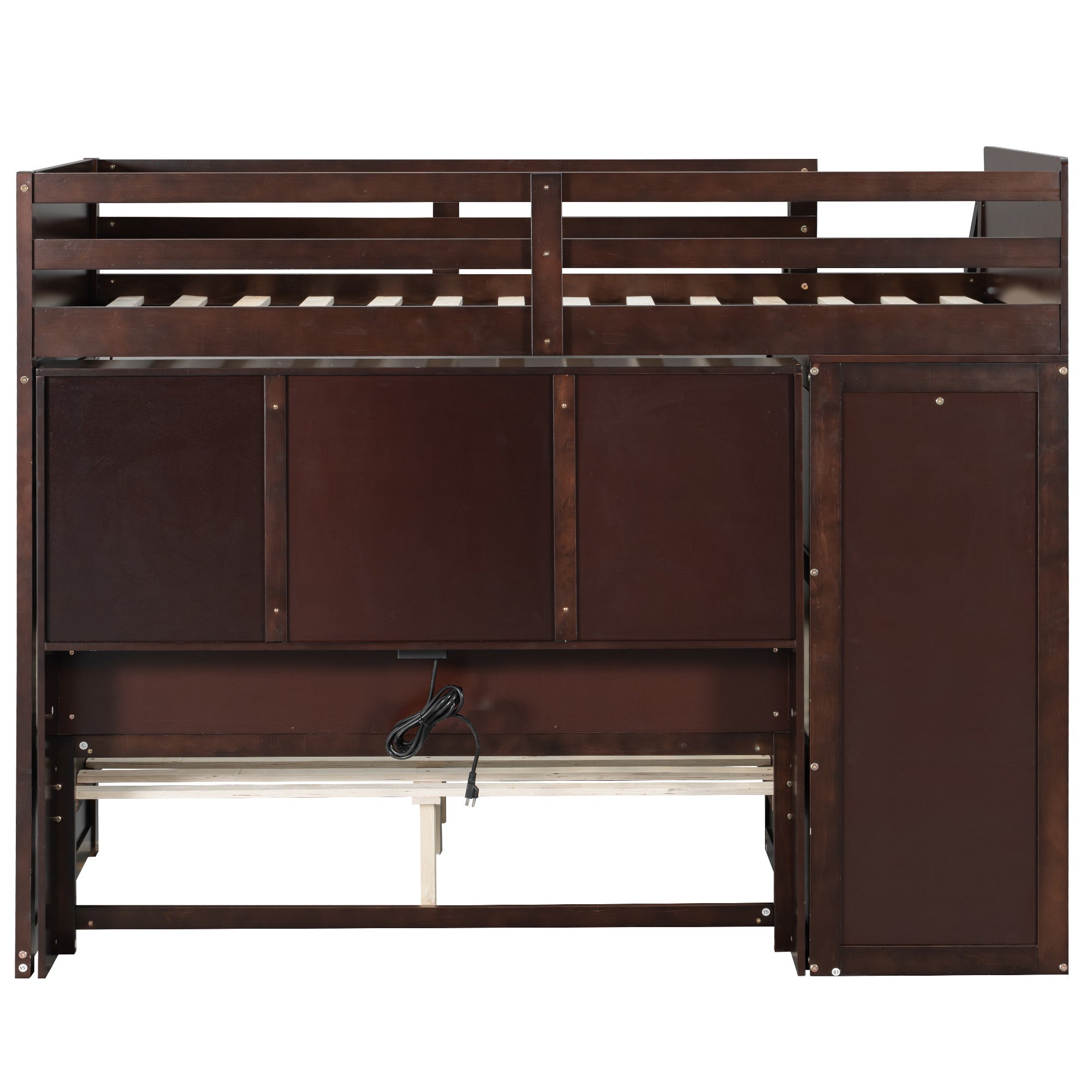 Twin over Full Bunk Bed with Storage Stairs, Wardrobe,USB and Ligh