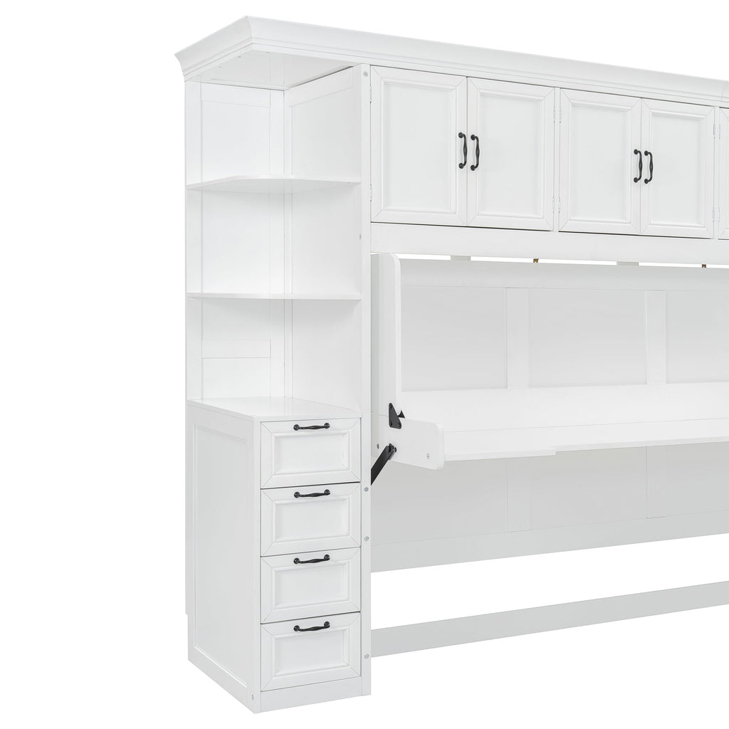 Murphy Bed Wall Bed with Wardrobe, Cabinet and Desk