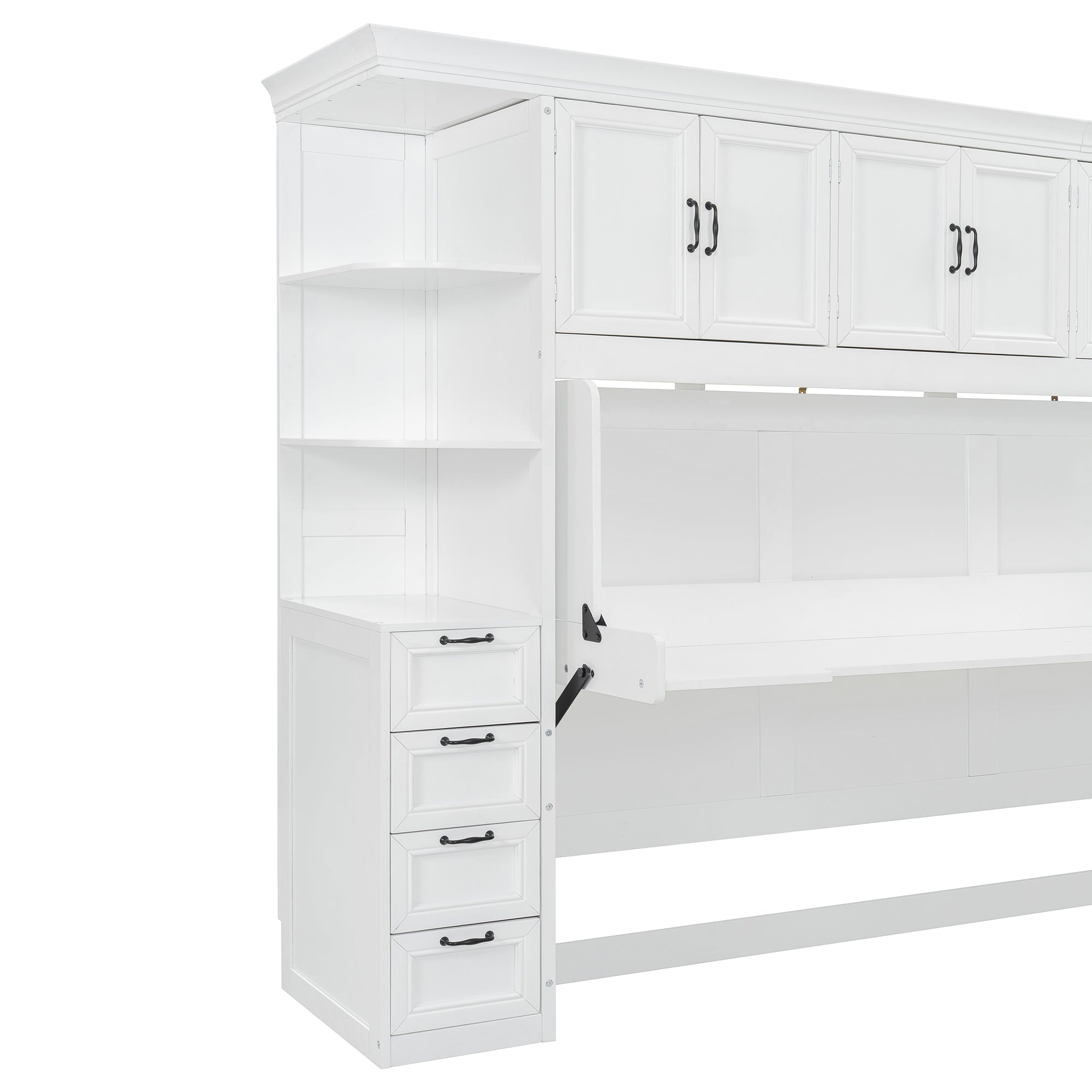 Murphy Bed Wall Bed with Wardrobe, Cabinet and Desk