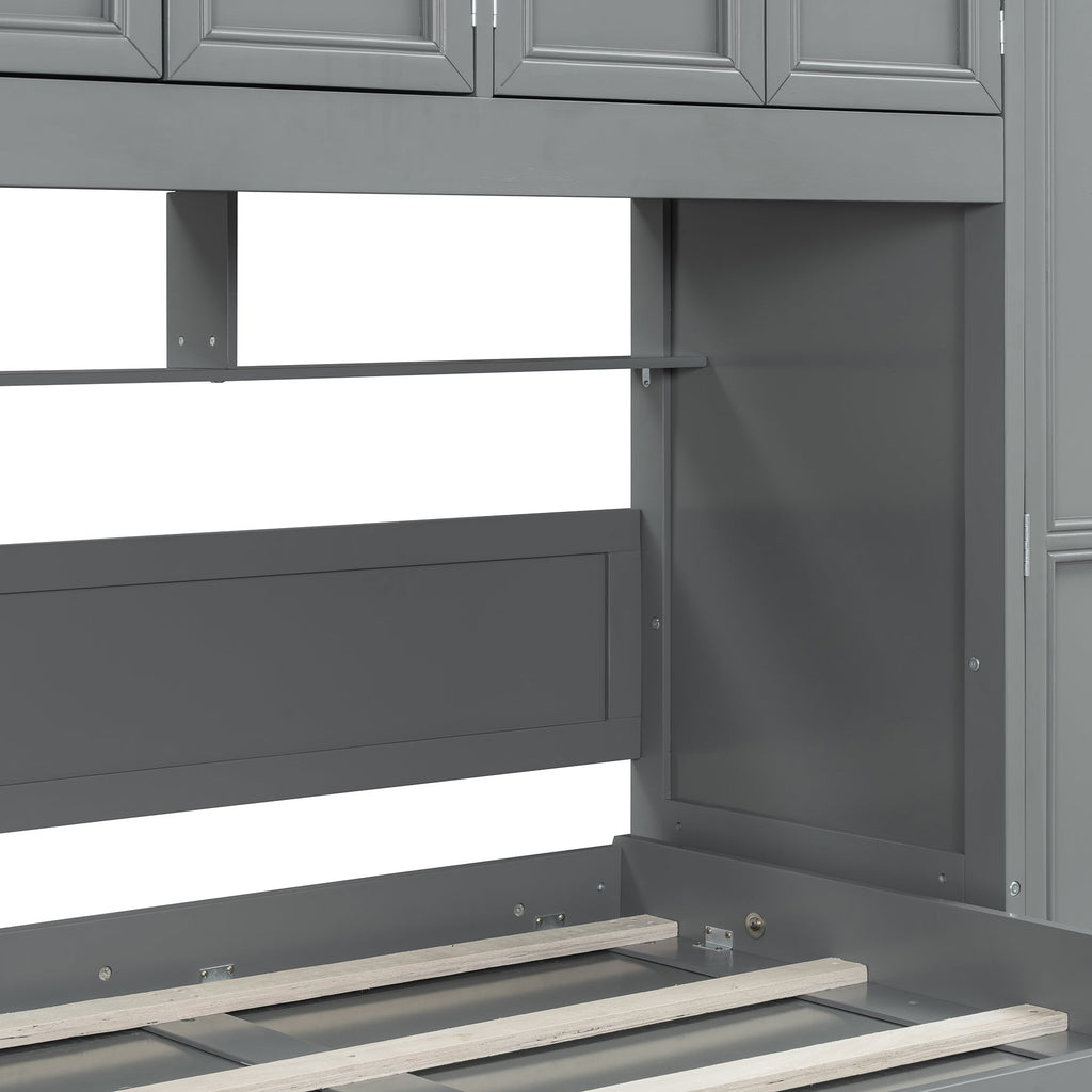Murphy Bed Wall Bed with Wardrobe, Cabinet and Desk