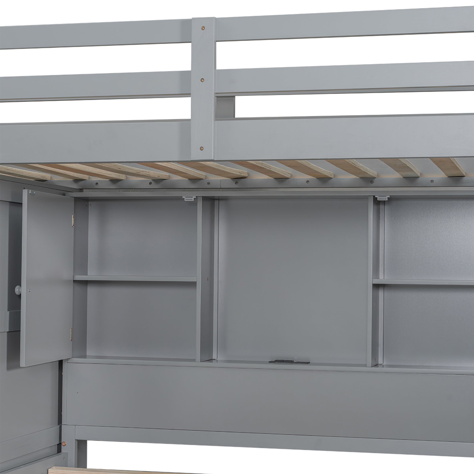 Twin over Full Bunk Bed with Storage Stairs, Wardrobe,USB and Ligh