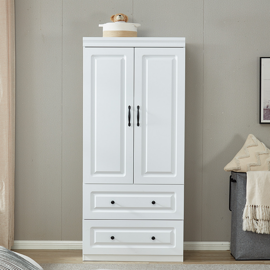 YG-3 Wardrobe Closet with 2 Doors Wood Armoire Cabinet