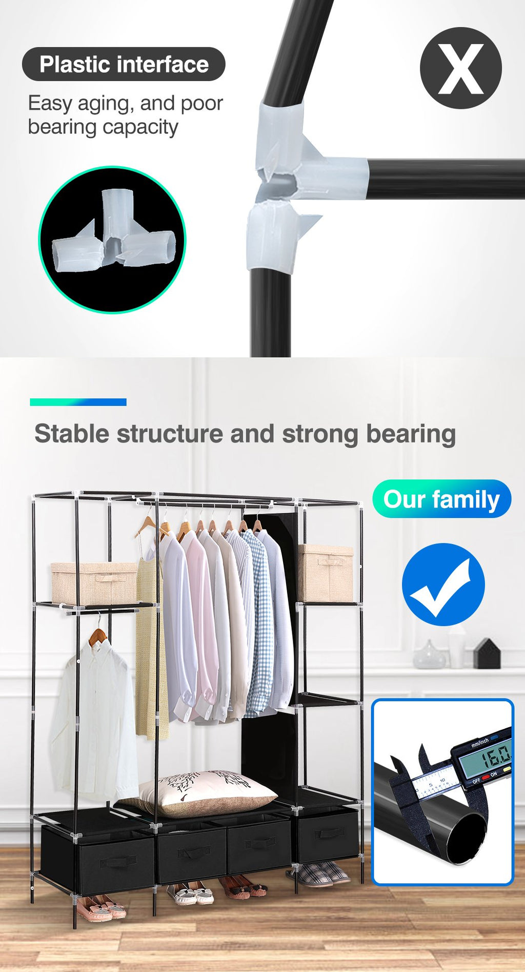 Levede Portable Wardrobe 4 Drawers Storage Cabinet Organiser With