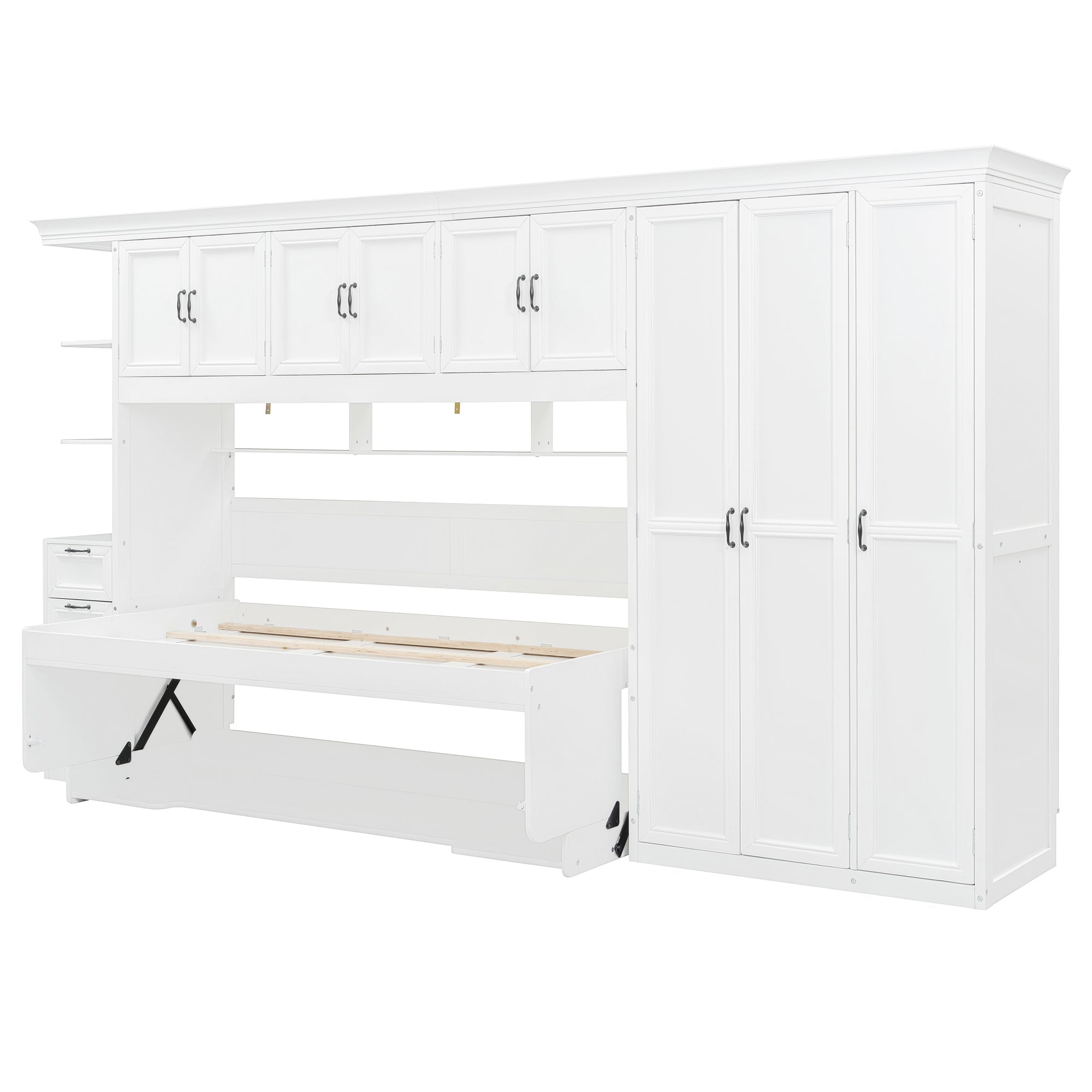 Murphy Bed Wall Bed with Wardrobe, Cabinet and Desk